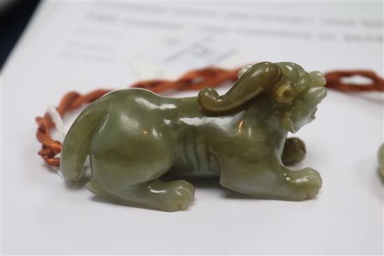 Two Chinese jade carvings of beasts